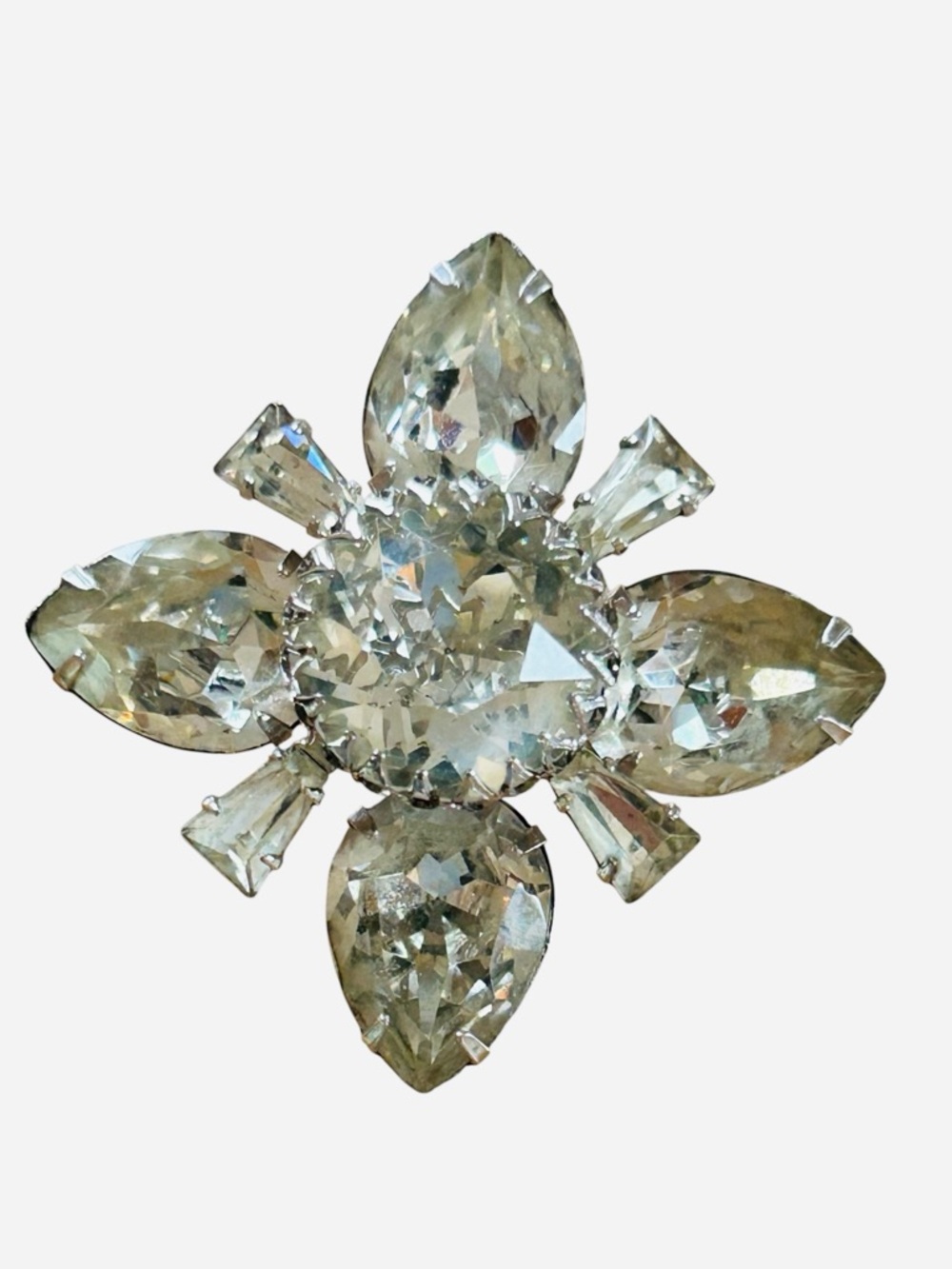 Vintage Warner Rhinestone Maltese Cross Brooch